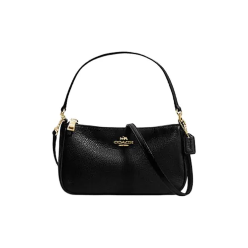 COACH Галечная кожа Сумка Сумка через плечо Маленькая Сумка через плечо Женская Искусственное золото Черный