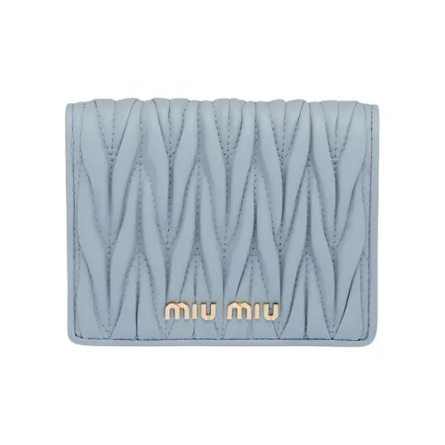 MIU MIU Matelassé Кожа Кошелек Маленький Женский Светло-Синий