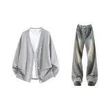 Светло-серые + грязно-желтые штаны