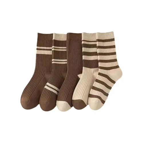 OEING Khaki Набор из 5 шт (ассорти) Женские носки MID до икры