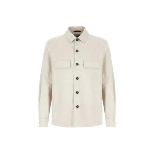 Ermenegildo Zegna Light Gray Men's Shirts Эргенжильдо Зегна Светло-Серые Мужские Рубашки