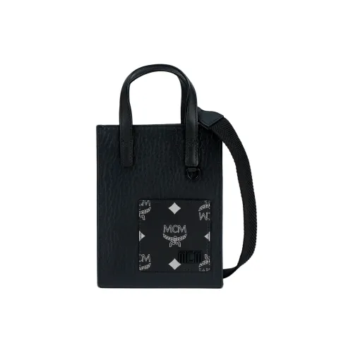 MCM Холст с коровьей спилковой кожей сумка Tote сумка для покупок сумка через плечо сумка Extra Mini женская черная