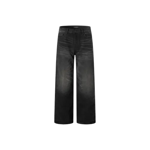 MAD WITCH Потертые промытые джинсы свободный крой прямой крой Vibe стильные штаны унисекс