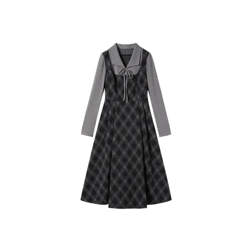 XIANGYING Длинное платье с длинными рукавами женское