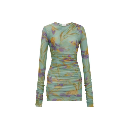 SAINT LAURENT FW25 Длинное Платье с Длинными Рукавами Женское