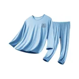 Джия-Модал Комплект с длинными рукавами (Синий, Английский язык)
