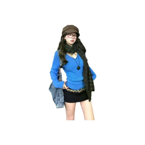 REMOULD Синий Трикотажный Ткань Топ Женский Трикотаж