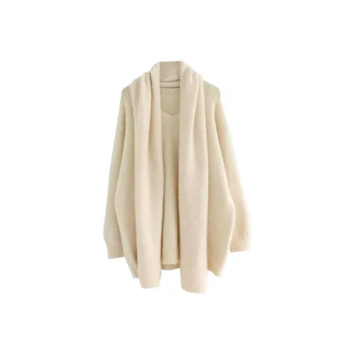 LOWEAR V-образный вырез Смелый муфлер Комплект KNIT Свитер Женские