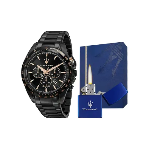 Maserati Explorer Collection Wrist Watch Кварцевый механизм Стальной ремешок Черный циферблат Унисекс