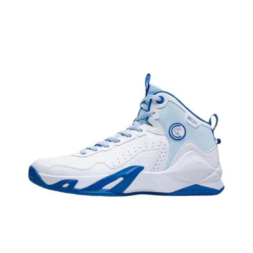 QIAODAN Амортизация Износостойкий MID Топ Баскетбольные кроссовки Мужские Белый Синий