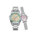 5579 Хаки Стальной браслет + 3328 Энергичный розовый