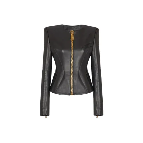 BALMAIN FW25 Кожа Куртка Женская