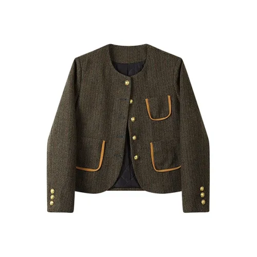 Devanro Елочка Узор Женское Короткое Пальто