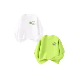 [Мальчики 100% хлопок Длинный рукав] Белый Nubi Зеленый Настроение + Фруктовый зеленый Nubi Большой глаз Монстр