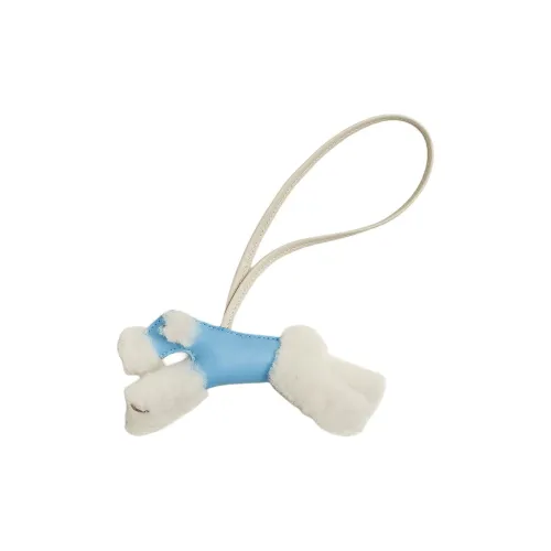 HERMES Budy Шерсть Сумка Аксессуар Женские Светлый Бежевый Небесный Синий Мел Белый