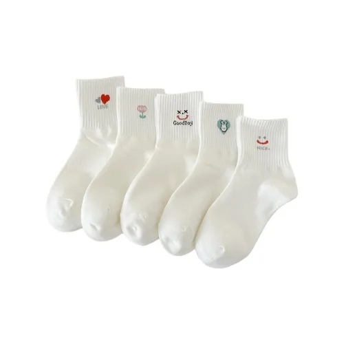 OEING 5 пар белых женских носков MID до икры