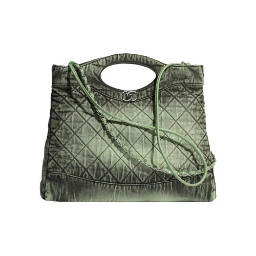 CHANEL Деним Тоут Сумка Сумка для покупок Сумка через плечо Женская Зеленая