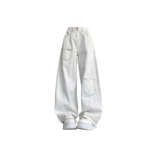 BLACK AT Белый Унисекс Джинсы