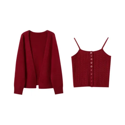 3COLOUR Вишневый Красный Женский Повседневный Костюм