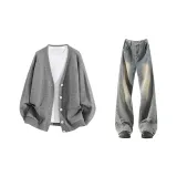 Средне-серые + грязно-желтые брюки