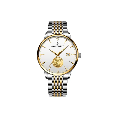 Montagut Kirin Collection Автоматический Механический Механизм Нержавеющая Сталь Ремешок Часы Мужские Белый Циферблат