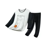 Jia-Модал Комплект с длинными рукавами (Черный, Белый медведь)