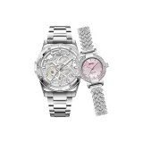 5579 Серебряный Стальной Браслет + 3328 Энергичный Розовый