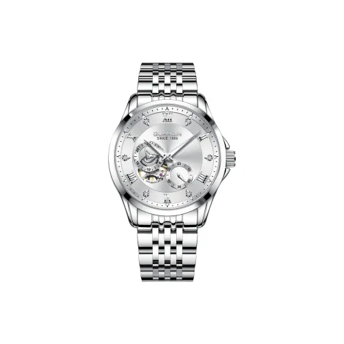 GUANQIN Super Player Collection Механическое устройство Стальной ремешок Часы Мужские Белый циферблат