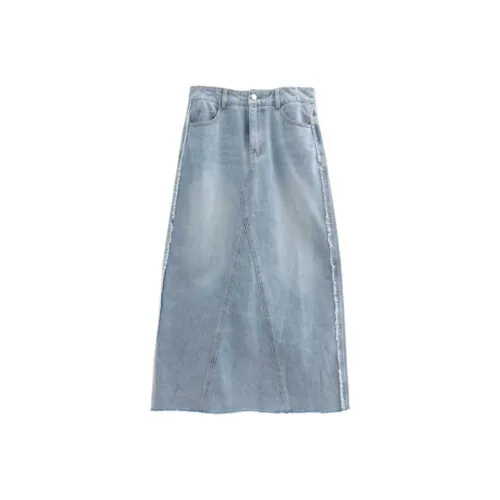 LOWEAR Pure Боковая сторона Бахрома Деним Юбка Деним Длинный Юбка Женские