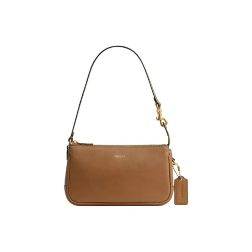 COACH Plaza Natural GRAIN LEATHER Плечевая сумка Маленькая Женская Коричневая