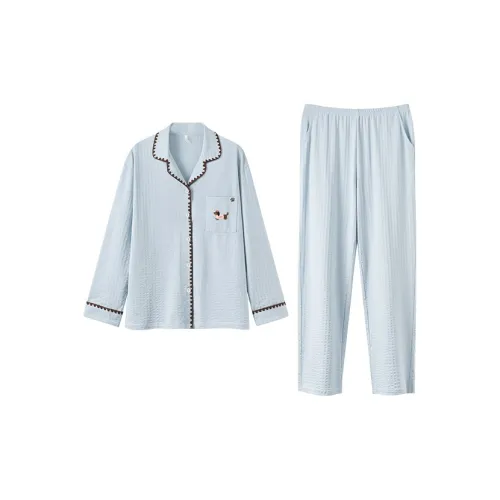 Qin Jing Светло-синий женский пижамный комплект
