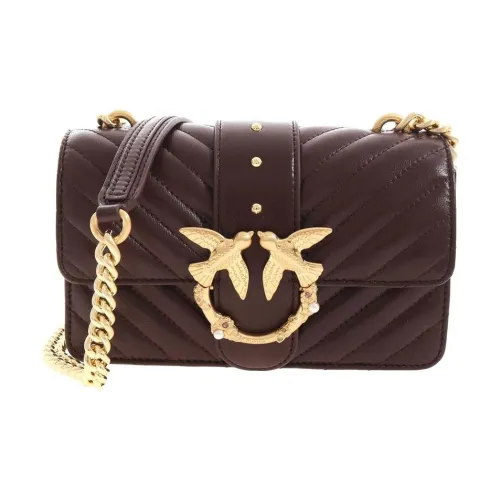 PINKO Puff Искусственная жемчужина Овчина Bird Сумка Swallow Сумка Сумка через плечо Маленькая Женская Коричневая