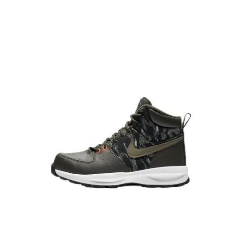 nike Manoa Leather Slip Resistant Амортизация Легкий Амортизация Высокий Топ Kids Lifestyle Shoes Зеленый Унисекс