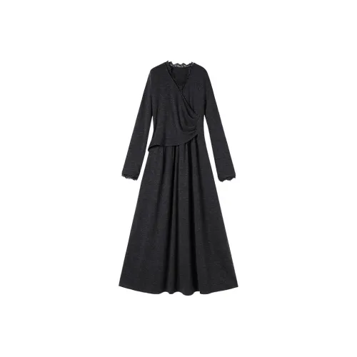 XIANGYING Длинное платье с длинными рукавами женское