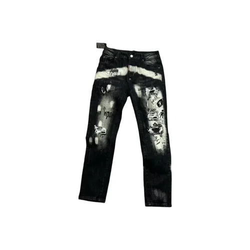 NRXX Мужская одежда Гонконгский шик Модный Студенты Повседневный Индивидуальный Письмо Джинсы Hip Hop Мужской