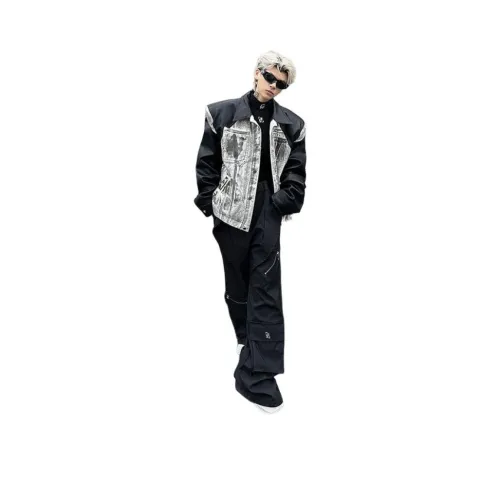 FOMOCE Черный Белый Унисекс Куртки