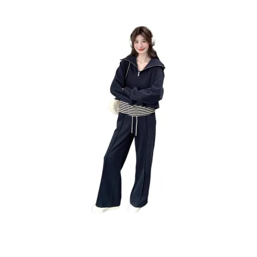 SIXUSICHOU Темно-синий Синий Женские Повседневные Костюмы