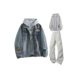 Синий+Серый Свитшот + Светло-Серые Парашютные Штаны