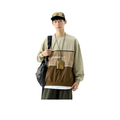 WOOD SOON Цветовой блок Пэчворк Буква Длинный рукав Т-рубашка Мужская