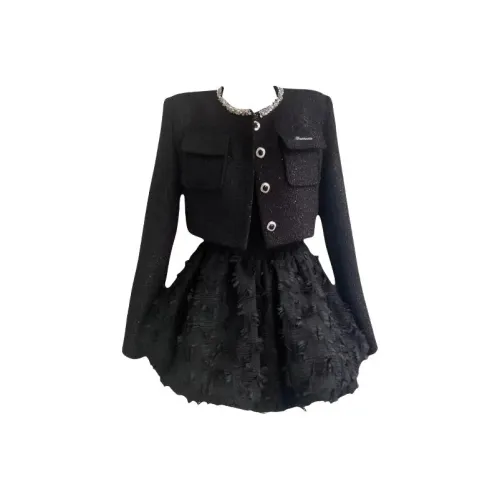 TIBINB Черный Женские Комплекты с Юбкой