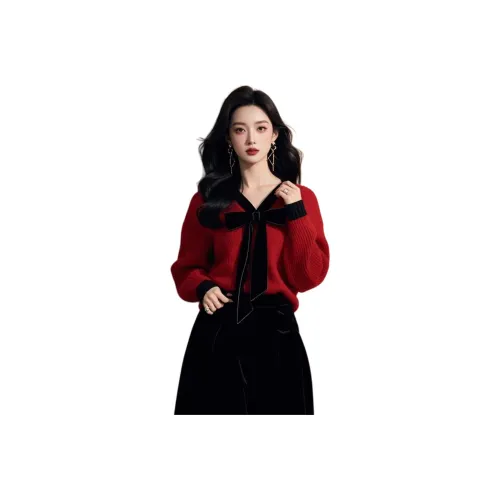 ZVJH Красный Женский Трикотаж