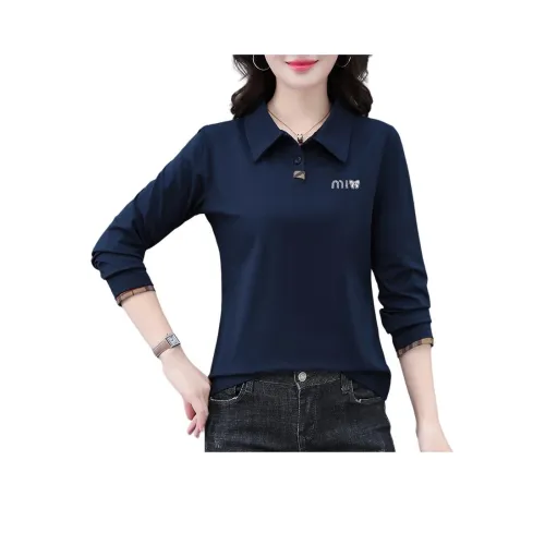 The Temptation Of The Muse Отложной воротник Длинный рукав Т-рубашка Женская