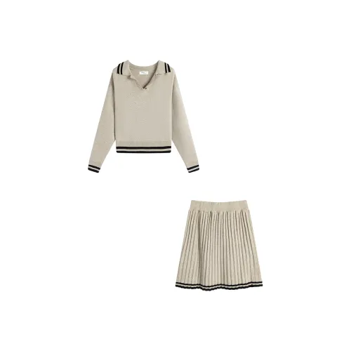 GRAYISMOON Бежевый Женские Комплекты с Юбкой