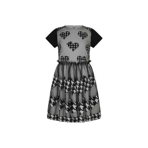 Simonetta Houndstooth Сердце-образная молния Короткий рукав для ребенка