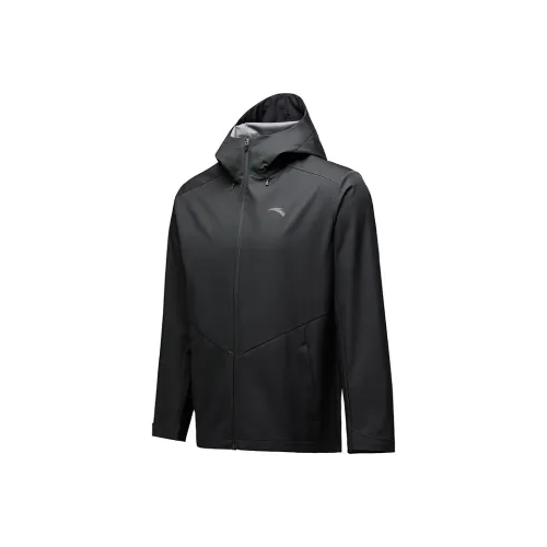 ANTA Спортивный тренчкот дышащий быстросохнущий ткань вязаная тонкая куртка мужская основной цвет черный