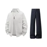 Белый топ + синие штаны