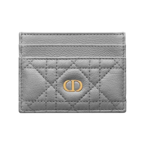 DIOR Caro Телячья кожа Держатель для карт Женские Угольно-серый