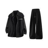 Черная рубашка с длинными рукавами + черные шаровары