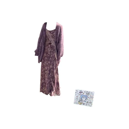 MARIE·COCO Фиолетовый Кардиган + Платье Женские Комплекты с Юбкой