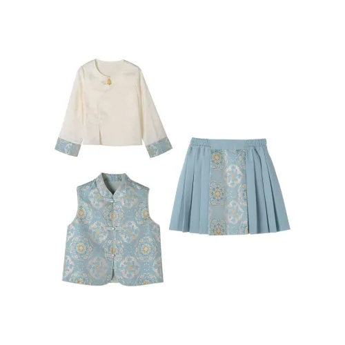 YUANYUAN GIRL Синий THREE piece Детские костюмы в стиле Тан